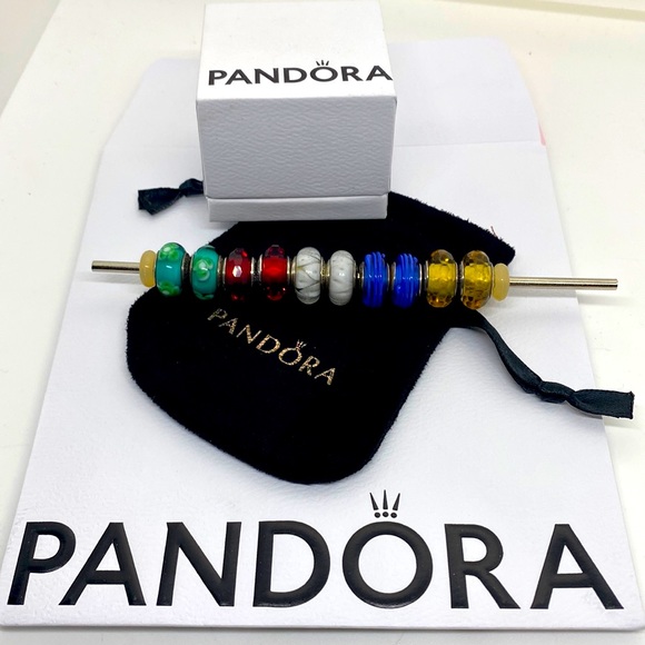 🌸SOLD🌸Pandora BUNDLE Bracelet & 10 Murano Glass Charms ALL Imprint S925 ALE - Picture 3 of 7